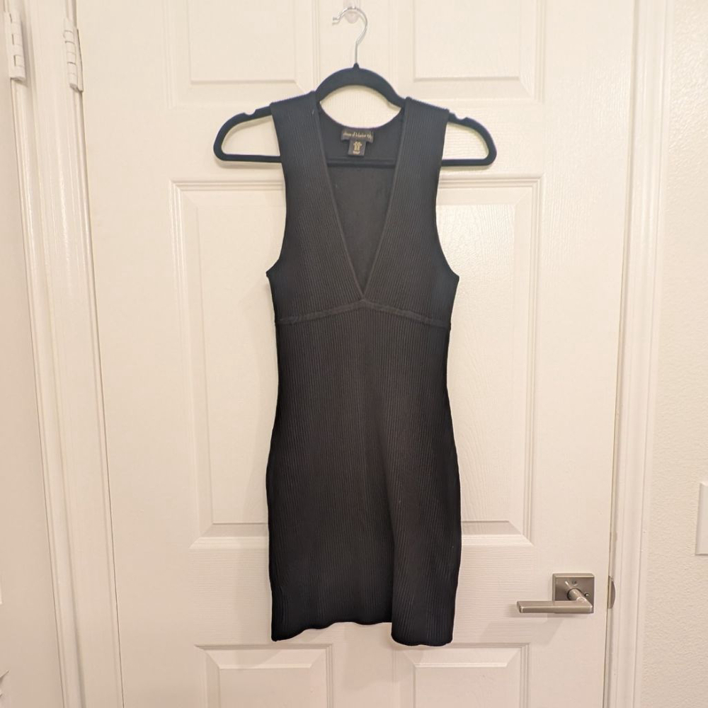 $189 House of Harlow 1960 Revolve Basic ribbed black Knit Dress v neck size XS - Picture 2 of 7